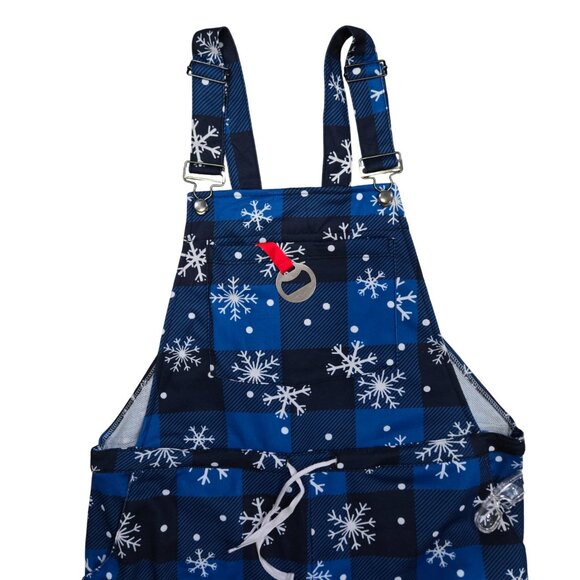 Women Overall Pajamas L Warm Soft Knit Après Ski Snowflake Blue White NWT - Picture 7 of 11